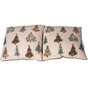 Throw Pillows Set 2 Beaded Joyland Christmas Trees Decorative 20'' x 20'' New